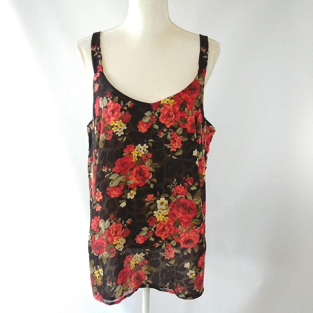 Floral Leopard Reversible Printed Tank Top NWOT